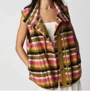Free People Multicolor Plaid Vest